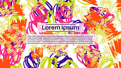 Fantasy messy doodle geometric shapes background. Abstract card, layout. Creative landing page or business background. Advertisement cover.