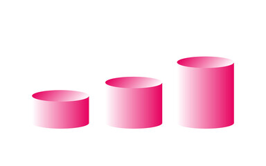 Podium geometric mockup display. Round cylinder pedestal. 3d platform product presentation stand. Abstract vector rendering shape for products display presentation. Modern pink studio room background