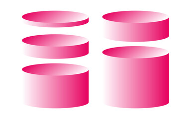 Podium geometric mockup display. Round cylinder pedestal. 3d platform product presentation stand. Abstract vector rendering shape for products display presentation. Modern pink studio background.
