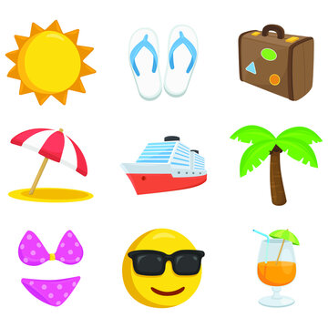 Cruise Sign Emoji Icon Illustration. Summer Vacations Vector Symbol Emoticon Design Clip Art Sign Comic Style.