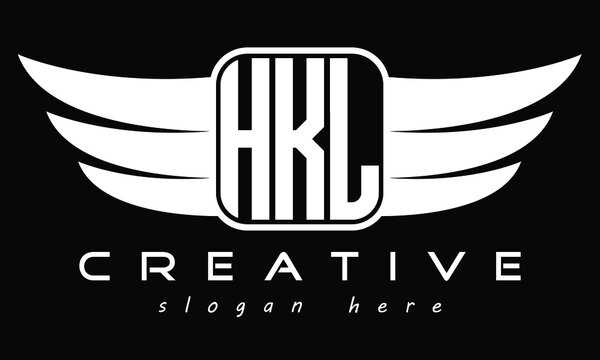 HKL three Letter wing symbol minimalist modern font creative concept icon professional logo design, Vector template