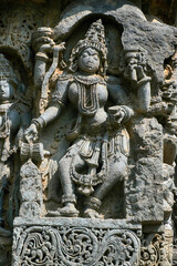 Fototapeta na wymiar Kedareshwara Temple, beautiful sculpture, Halebidu, Karnataka, India