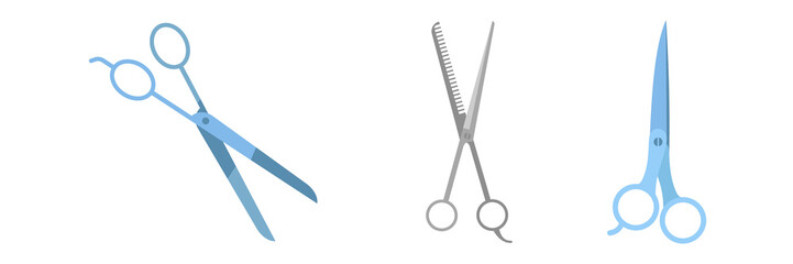 Barber shop or hairdresser scissor in white background vector icon and illustration set