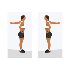 Fototapeta na wymiar Woman Chest stretch exercise. Flat vector illustration isolated on white background