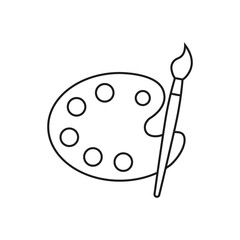 Palette and paint brush icon. Vector. Line style.