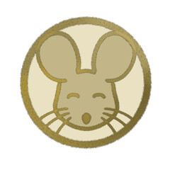 ねずみ　子　ゴールドスタンプ素材