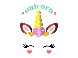 unicorn design with heart and lettering