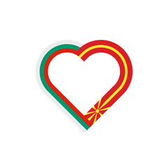 unity concept. heart ribbon icon of bulgaria and north macedonia flags. vector illustration isolated on white background