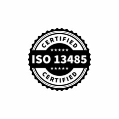 ISO 13485 Certified badge, icon. Certification stamp. Flat design vector.