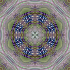 Flowers blooming violet wavy abstract line design.  Symmetry concept, geometric, plain colored pattern with kaleidoscope, spiral and polar themes