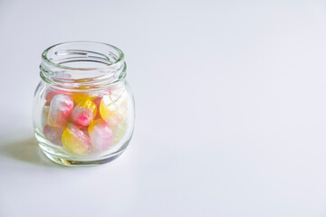 Rainbow color candies in the bottle 