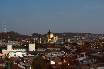 Fototapeta premium Top view of the old Lviv 