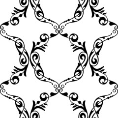 Seamless background of silhouettes decorative vintage twigs with tendrils and leaves