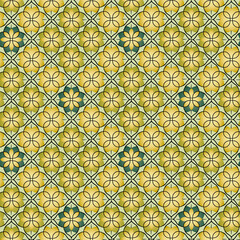 Seamless pattern of decorative floral geometrical design elements