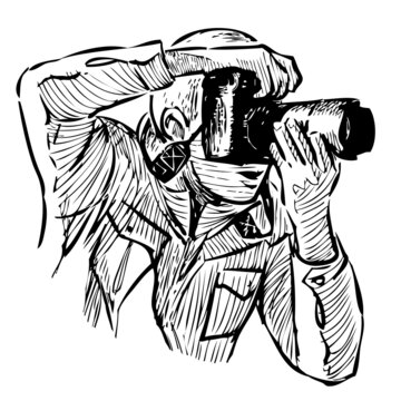recommend clip art: Sketch of young man photographing on camera
