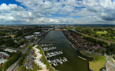 Aerial Panoramic View of the Converted Docks in Preston England