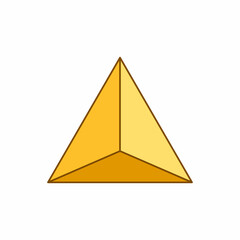 yellow tetrahedron or triangular pyramid shape.vector illustration isolated on white background