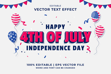 Editable text effect 4th July Independence Day Cartoon style premium vector - obrazy, fototapety, plakaty