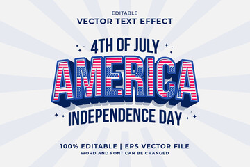 Editable text effect 4th July Independence Day Cartoon style premium vector