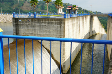 Kudus, Indonesia - March, 2022 : Logung Dam is one of 65 dams built by the Ministry of PUPR to support President Joko Widodo's NawaCita program to achieve national food and water security.