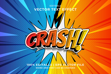 Editable text effect Crash 3d Cartoon Comic style premium vector