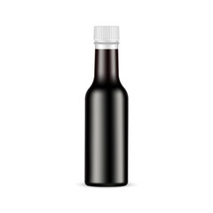Soy Sauce Bottle Mockup, Isolated in White Background. Vector Illustration