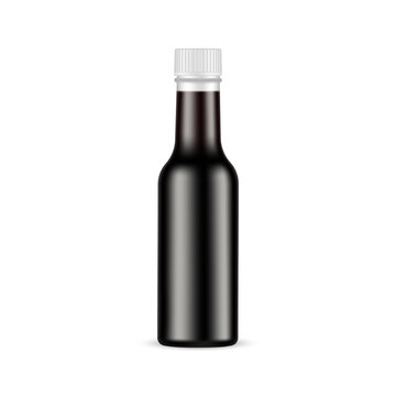 Soy Sauce Bottle Mockup, Isolated in White Background. Vector Illustration