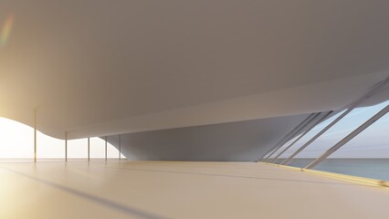 Obraz premium Architecture background empty interior with curved windows 3d render