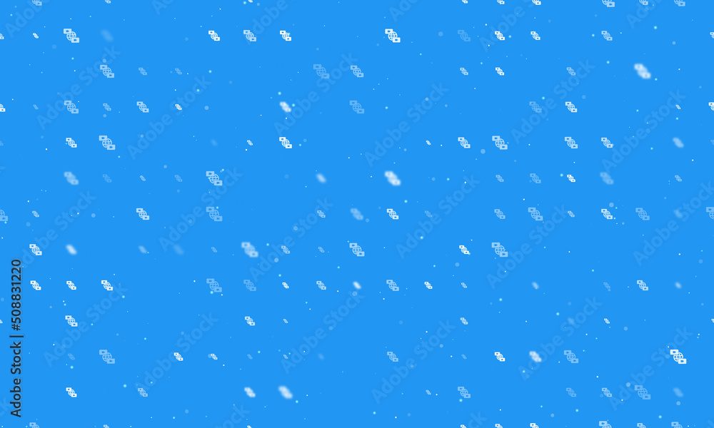 Poster seamless background pattern of evenly spaced white videoconference symbols of different sizes and op