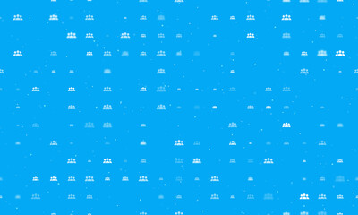Naklejka na ściany i meble Seamless background pattern of evenly spaced white people symbols of different sizes and opacity. Vector illustration on light blue background with stars