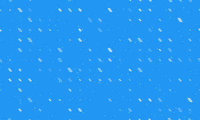 Seamless background pattern of evenly spaced white videoconference symbols of different sizes and opacity. Vector illustration on blue background with stars