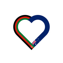 unity concept. heart ribbon icon of afghanistan and australia flags. vector illustration isolated on black background