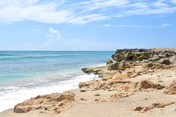 Fototapeta na wymiar Stuart Rocks Beach in Stuart, Florida in Martin County