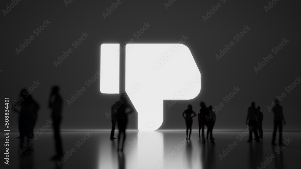 Poster 3d rendering people in front of symbol of social dislike on background