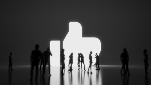 3d rendering people in front of symbol of social like on background © Destrosvet