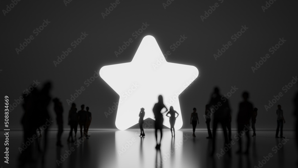 Poster 3d rendering people in front of symbol of star on background