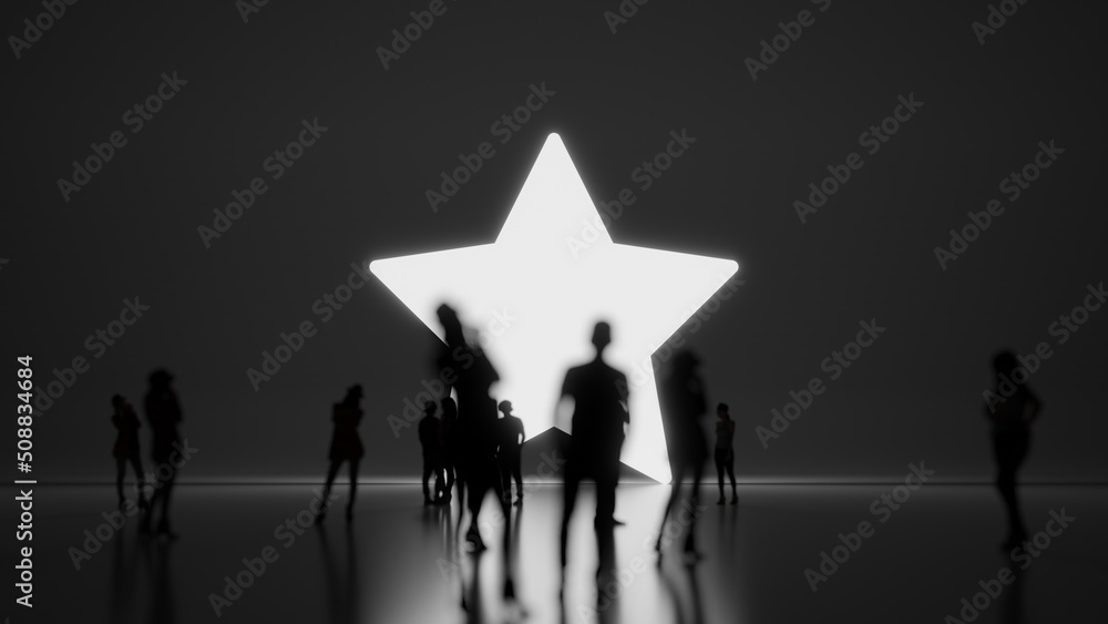 Poster 3d rendering people in front of symbol of star on background