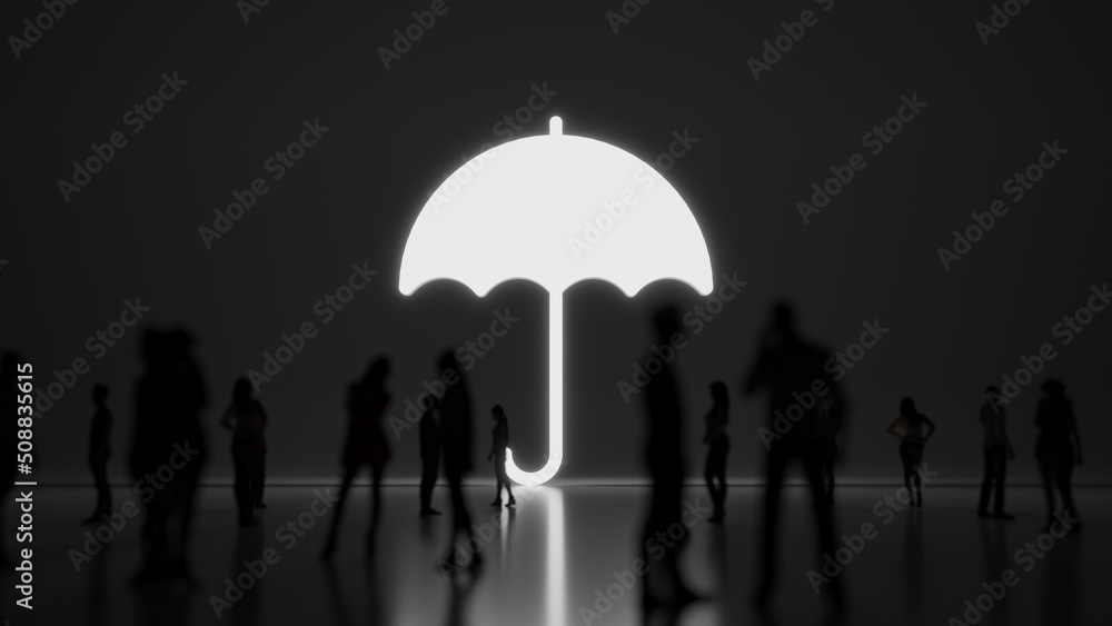 Poster 3d rendering people in front of symbol of umbrella09 on background