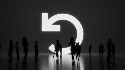 3d rendering people in front of symbol of undo on background