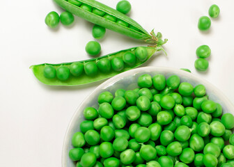 green peas on isolated white background
