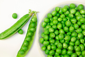 green peas on isolated white background