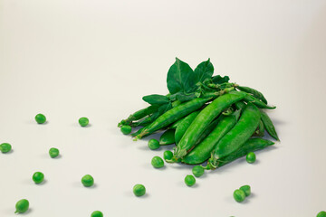 green peas on isolated white background