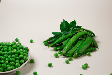 green peas on isolated white background