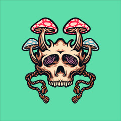 Fototapeta premium skull mask mushroom vector design