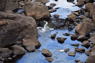 Water shortage in Sweden.Almost dry torrent.Sweden Oskarshamn municipality may 2022.Emån is a river in southern Sweden.
