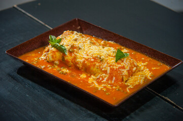 big bad wolf with tomato sauce and cheese