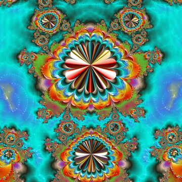Fractal artwork, infinite ornamental shapes. decorative spiral background. unique and creative design. abstract colorful illustration
