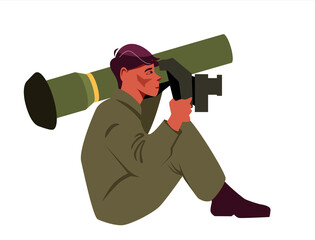 Soldier with Man-portable anti-tank missile system FGM-148 Javelin