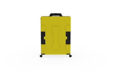 Yellow Luggage front view without shadow 3d render
