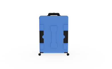 Blue Luggage front view without shadow 3d render
